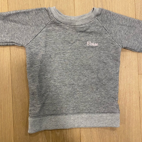 1212 grey sweatshirt with “Eloise” in light pink - excellent condition Sz 18-24M - Picture 4 of 4